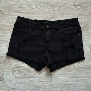 Black Jean shorts distressed